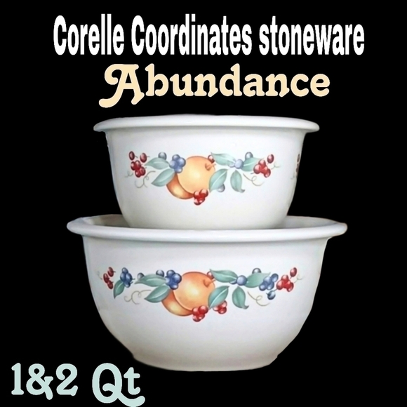 Vintage corelle Coordinates stoneware abundance nesting bowls 1&2 qt - Picture 1 of 7